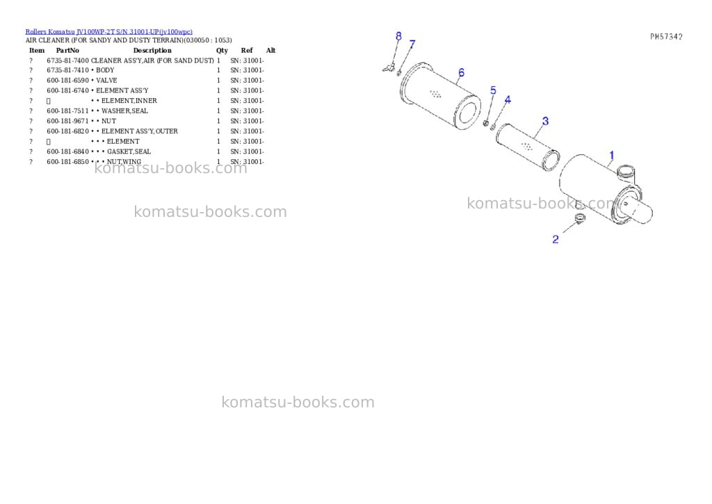 Komatsu jv100wp-2t s/n 31001-up Parts catalog cover Page 4