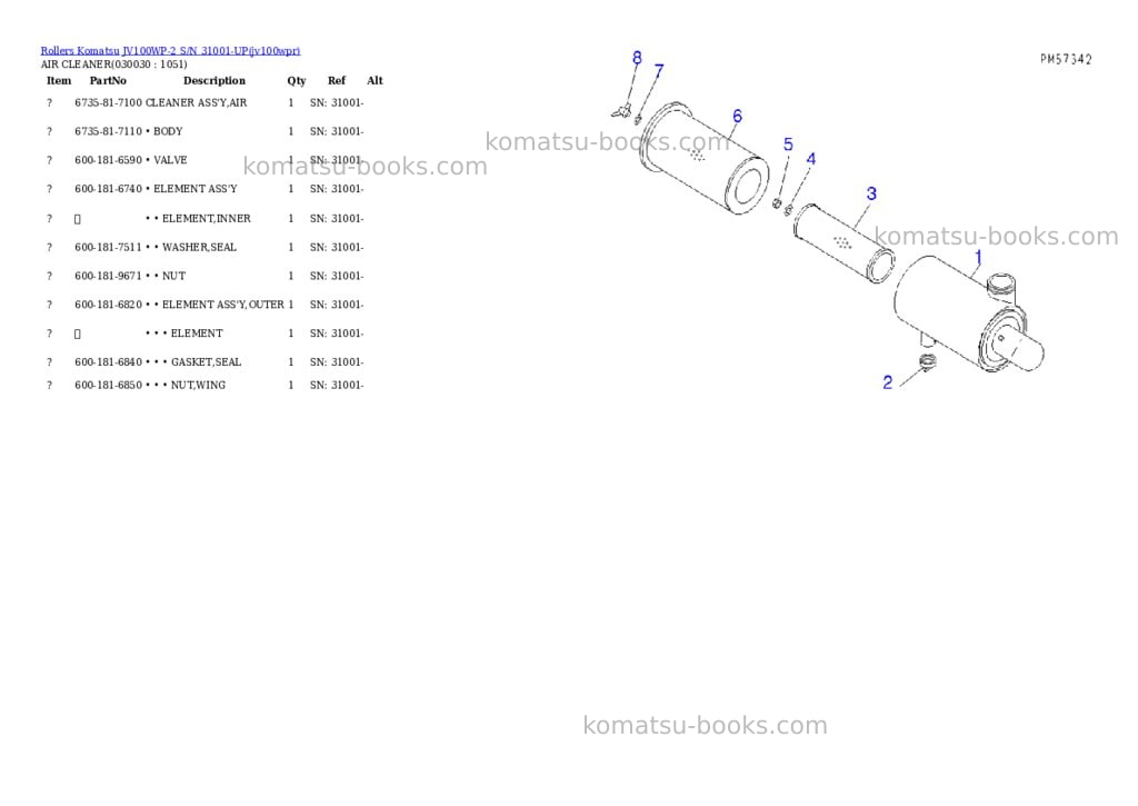 Komatsu jv100wp-2 s/n 31001-up Parts catalog cover Page 2