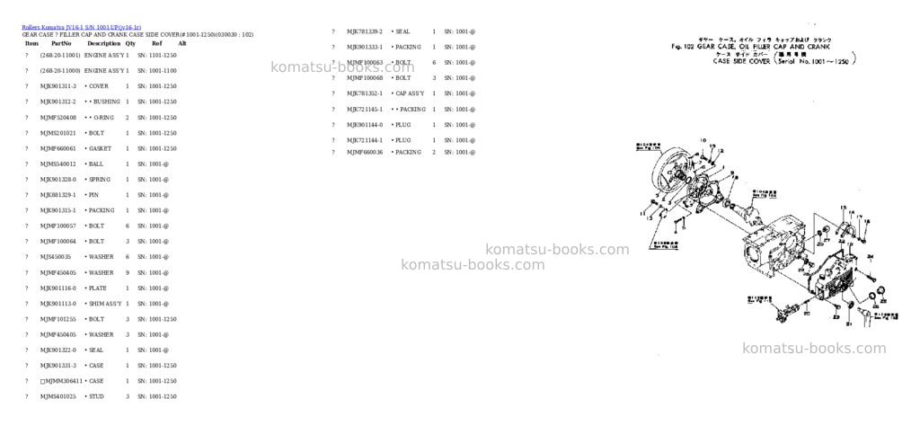 Komatsu jv16-1 s/n 1001-up Parts catalog cover Page 2 Komatsu jv16-1 s/n 1001-up Parts catalog cover Page 2
