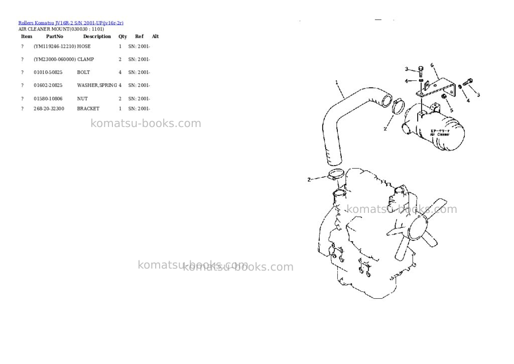 Komatsu jv16r-2 s/n 2001-up Parts catalog cover Page 2 Komatsu jv16r-2 s/n 2001-up Parts catalog cover Page 2