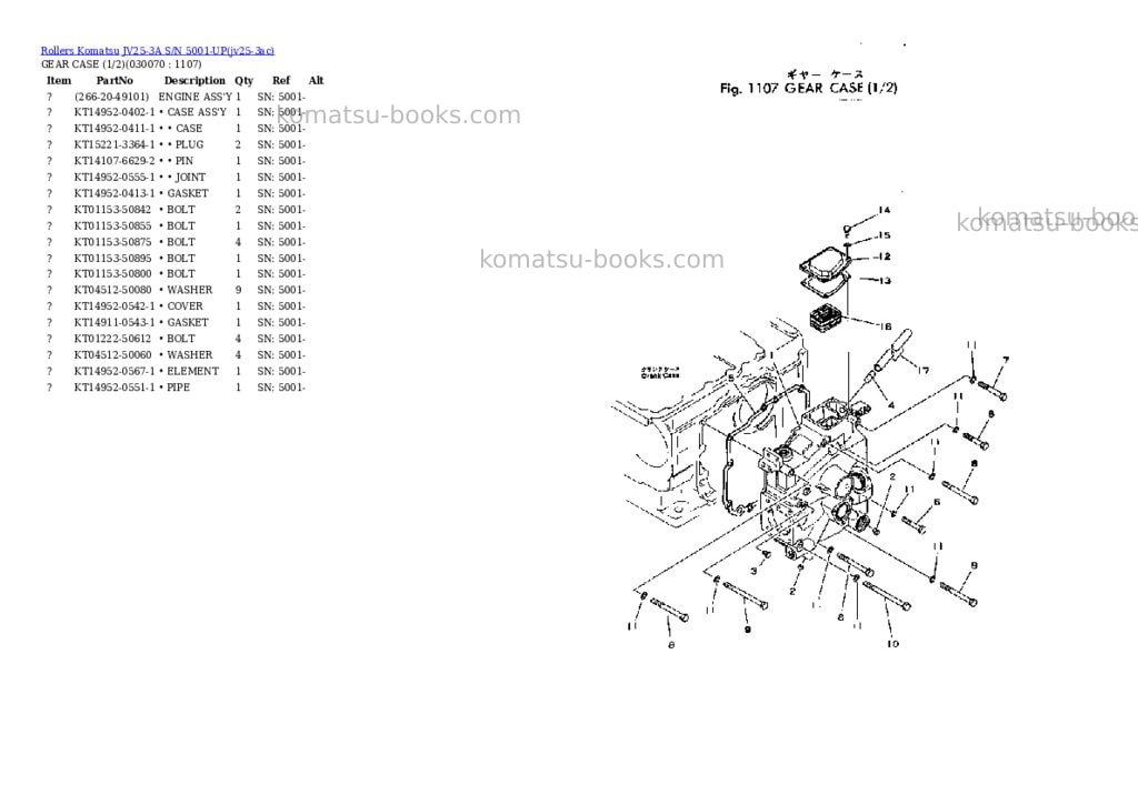Komatsu JV25-3A S/N 5001-UP Parts catalog cover Page 6 Komatsu JV25-3A S/N 5001-UP Parts catalog cover Page 6