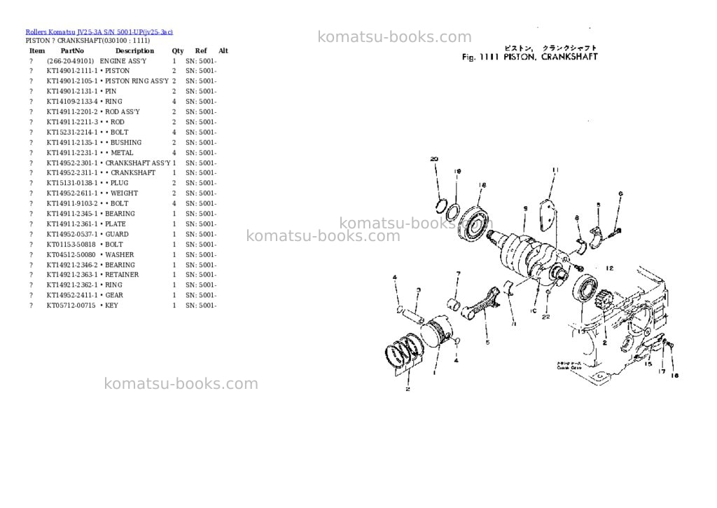 Komatsu JV25-3A S/N 5001-UP Parts catalog cover Page 9 Komatsu JV25-3A S/N 5001-UP Parts catalog cover Page 9