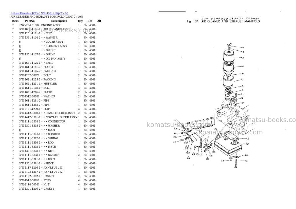 Komatsu JV25-3 S/N 4501-UP Parts catalog cover Page 6 Komatsu JV25-3 S/N 4501-UP Parts catalog cover Page 6