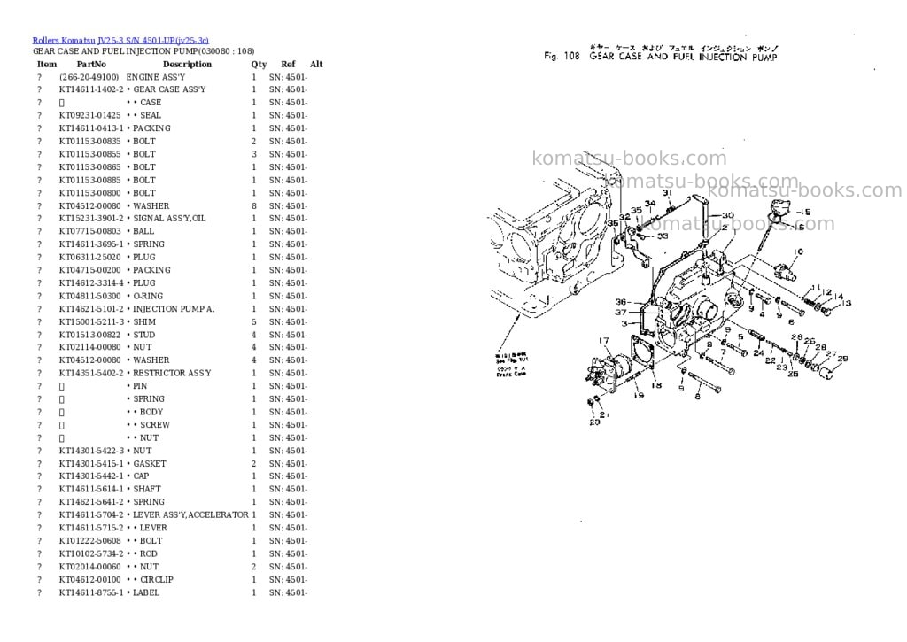 Komatsu JV25-3 S/N 4501-UP Parts catalog cover Page 7 Komatsu JV25-3 S/N 4501-UP Parts catalog cover Page 7