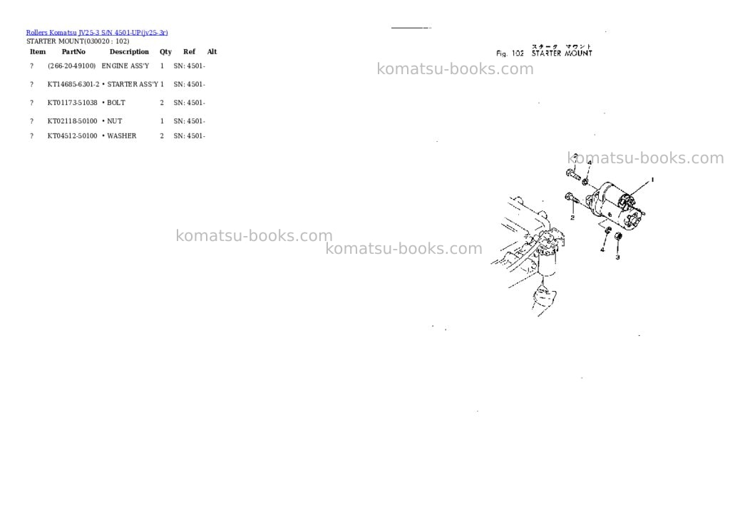 Komatsu jv25-3 s/n 4501-up Parts catalog cover Komatsu jv25-3 s/n 4501-up Parts catalog cover