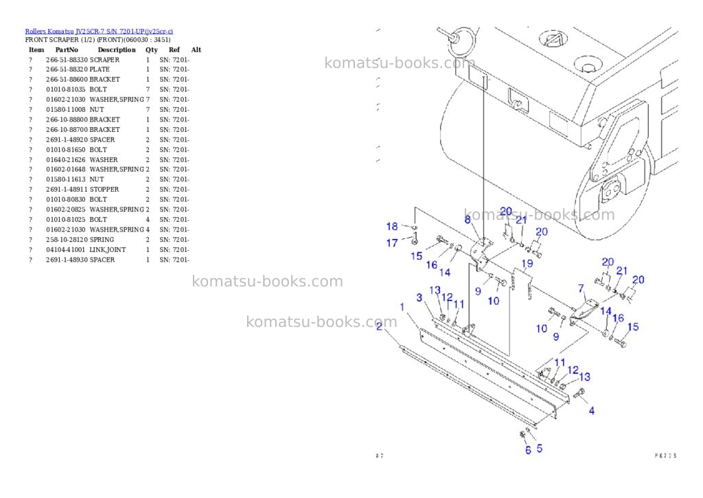 Komatsu JV25CR-7 S/N 7201-UP Parts catalog cover Page 10 Komatsu JV25CR-7 S/N 7201-UP Parts catalog cover Page 10