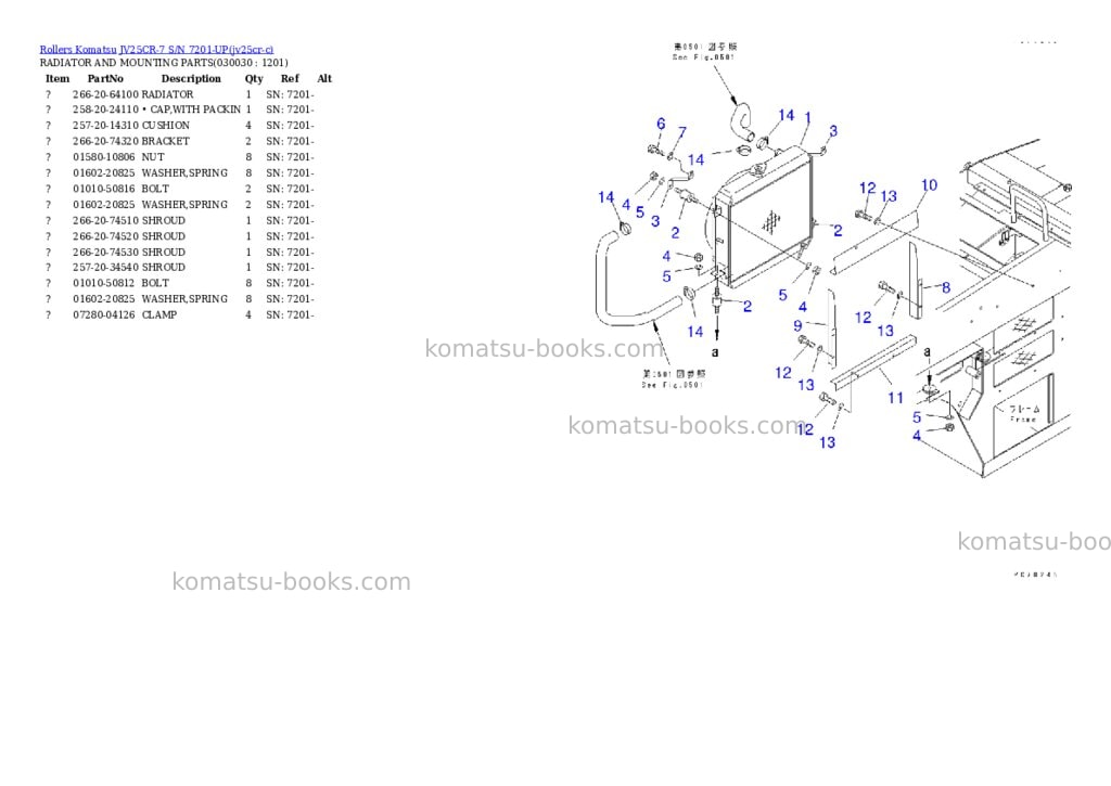 Komatsu JV25CR-7 S/N 7201-UP Parts catalog cover Page 2 Komatsu JV25CR-7 S/N 7201-UP Parts catalog cover Page 2