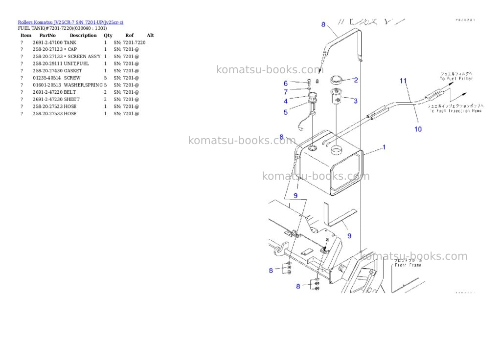 Komatsu JV25CR-7 S/N 7201-UP Parts catalog cover Page 3 Komatsu JV25CR-7 S/N 7201-UP Parts catalog cover Page 3