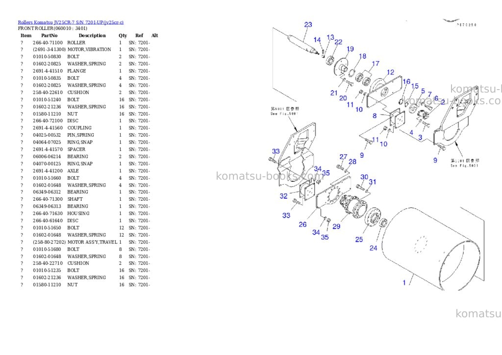 Komatsu JV25CR-7 S/N 7201-UP Parts catalog cover Page 8 Komatsu JV25CR-7 S/N 7201-UP Parts catalog cover Page 8
