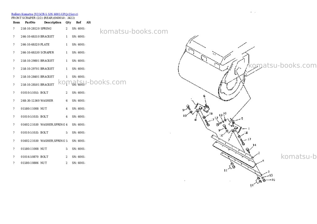 Komatsu JV25CR-5 S/N 6001-UP Parts catalog cover Page 10 Komatsu JV25CR-5 S/N 6001-UP Parts catalog cover Page 10