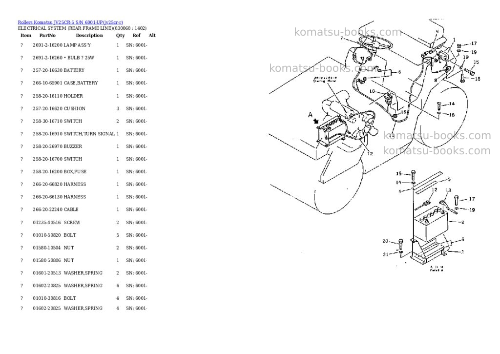 Komatsu JV25CR-5 S/N 6001-UP Parts catalog cover Page 5 Komatsu JV25CR-5 S/N 6001-UP Parts catalog cover Page 5