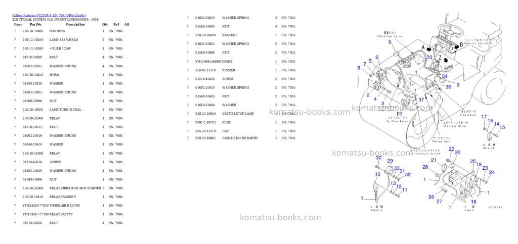 Komatsu jv25cr-6 s/n 7001-up Parts catalog cover Page 4