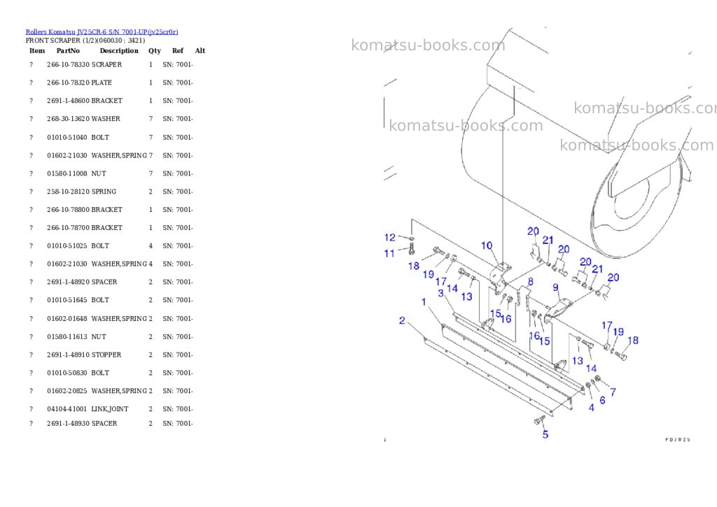Komatsu jv25cr-6 s/n 7001-up Parts catalog cover Page 9