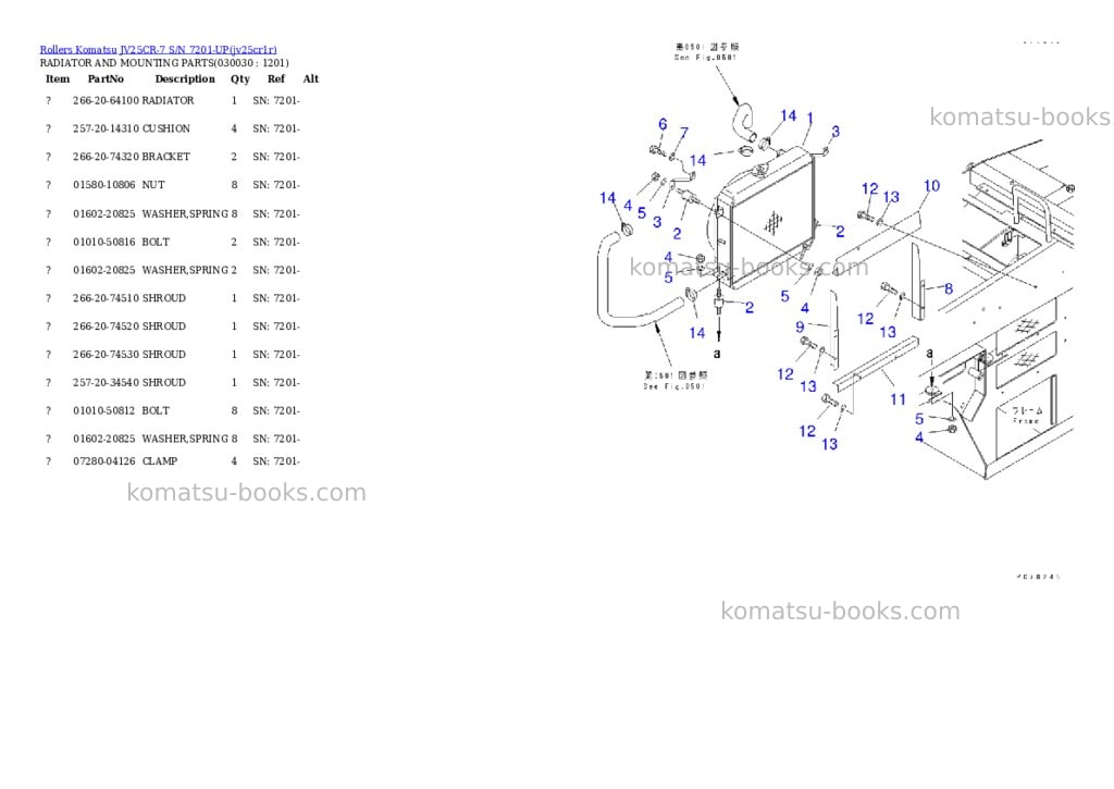 Komatsu JV25CR-7 S/N 7201-UP Parts catalog cover Page 2 Komatsu JV25CR-7 S/N 7201-UP Parts catalog cover Page 2