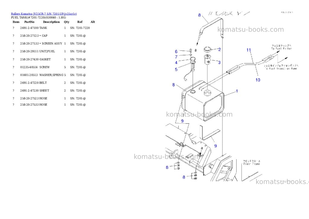 Komatsu JV25CR-7 S/N 7201-UP Parts catalog cover Page 3 Komatsu JV25CR-7 S/N 7201-UP Parts catalog cover Page 3