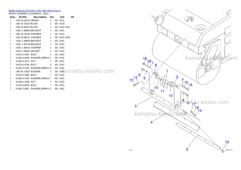 Komatsu JV25CW-1 S/N 1001-UP Parts catalog cover Page 10