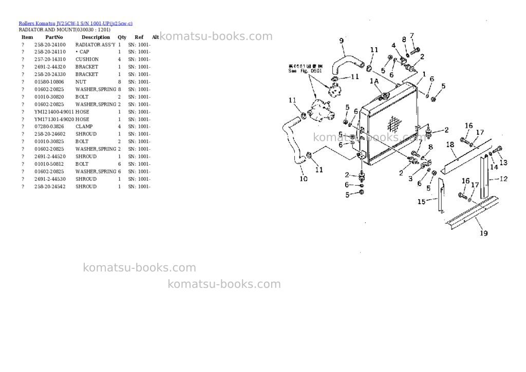 Komatsu JV25CW-1 S/N 1001-UP Parts catalog cover Page 2