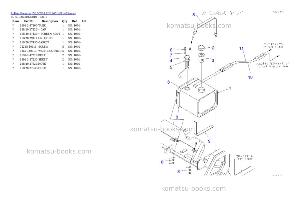 Komatsu JV25CW-1 S/N 1001-UP Parts catalog cover Page 3