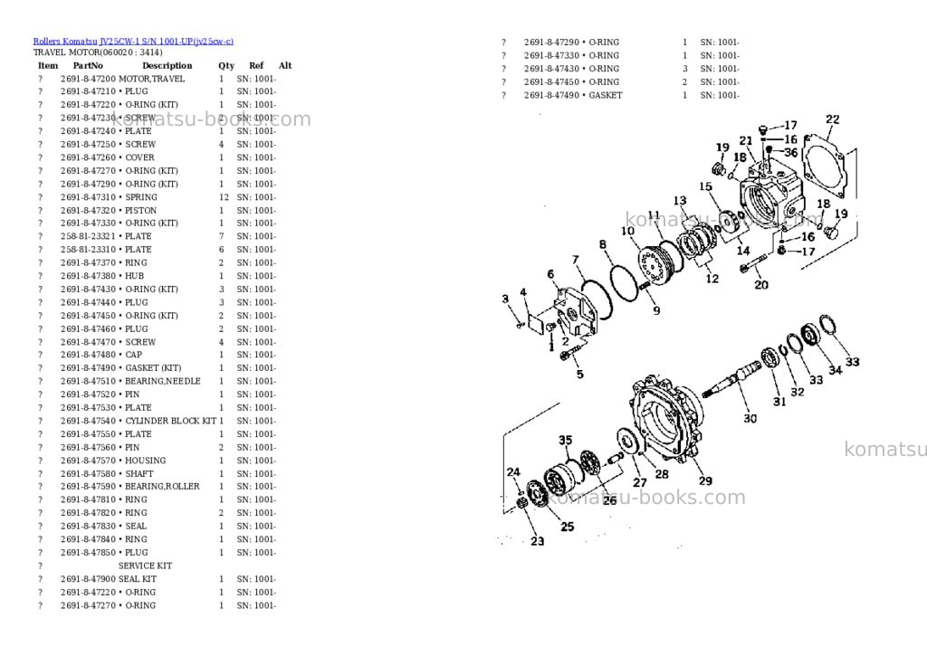 Komatsu JV25CW-1 S/N 1001-UP Parts catalog cover Page 7
