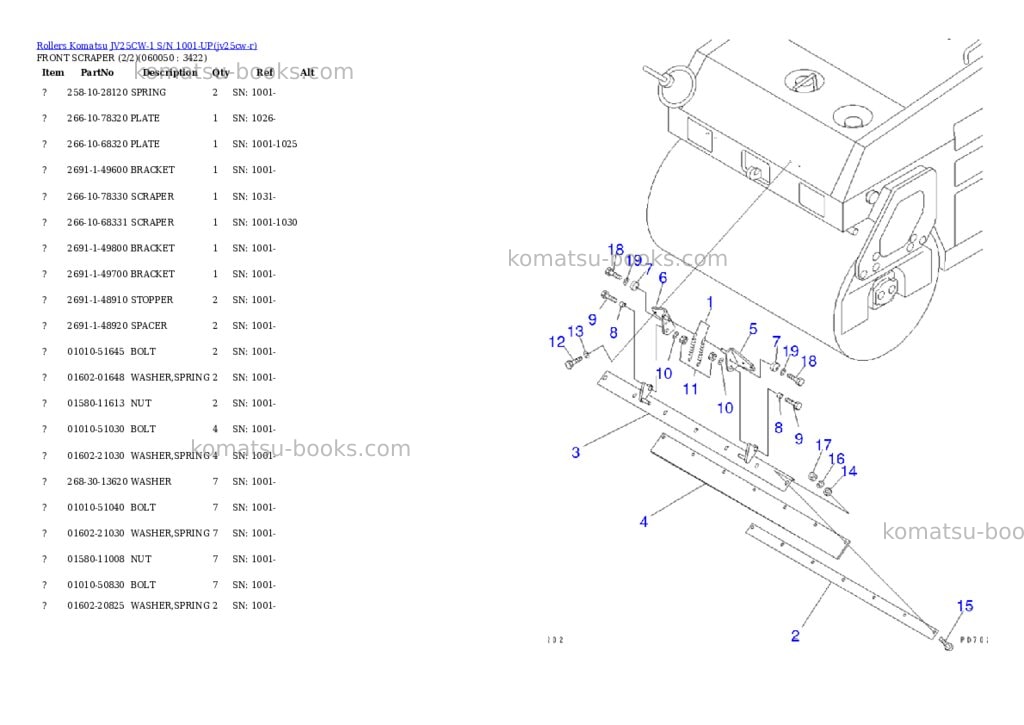 Komatsu JV25CW-1 S/N 1001-UP Parts catalog cover Page 10