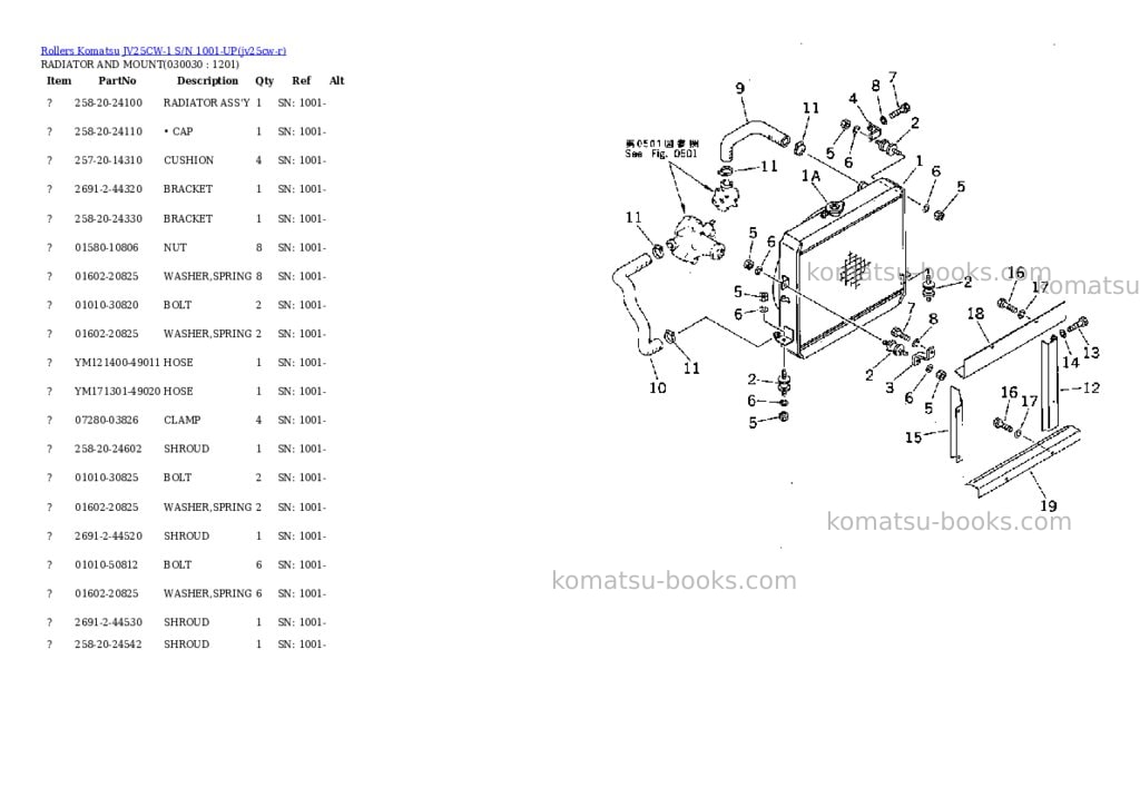 Komatsu JV25CW-1 S/N 1001-UP Parts catalog cover Page 2