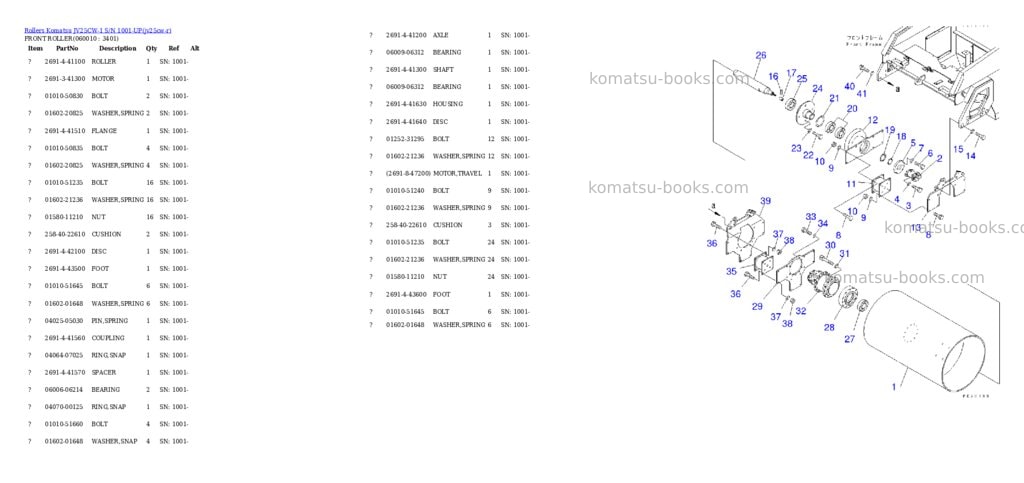 Komatsu JV25CW-1 S/N 1001-UP Parts catalog cover Page 6