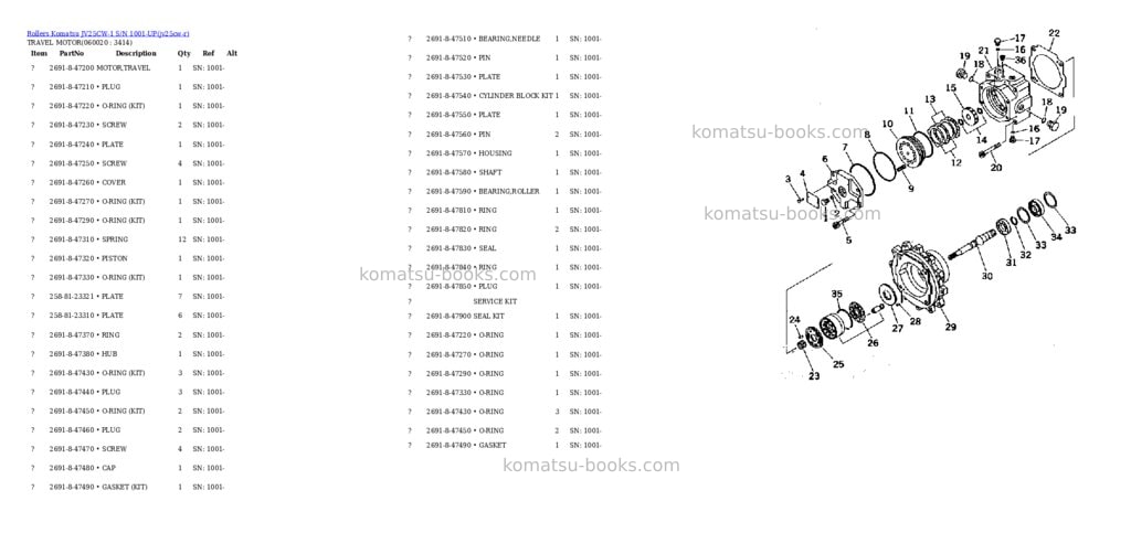 Komatsu JV25CW-1 S/N 1001-UP Parts catalog cover Page 7
