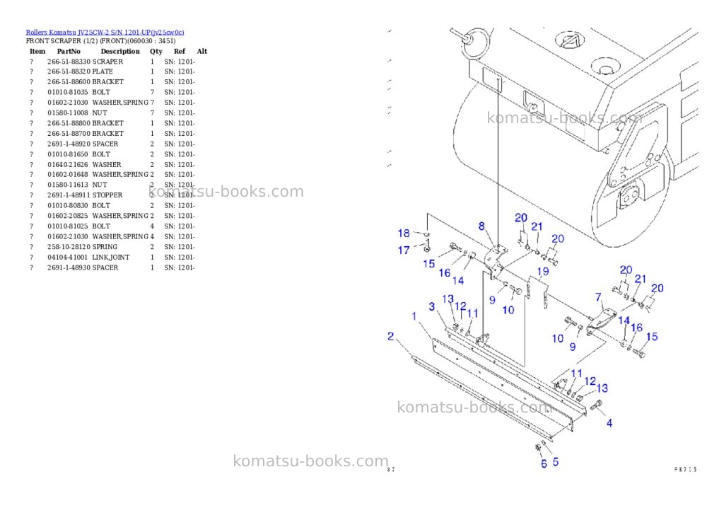Komatsu JV25CW-2 S/N 1201-UP Parts catalog cover Page 10 Komatsu JV25CW-2 S/N 1201-UP Parts catalog cover Page 10