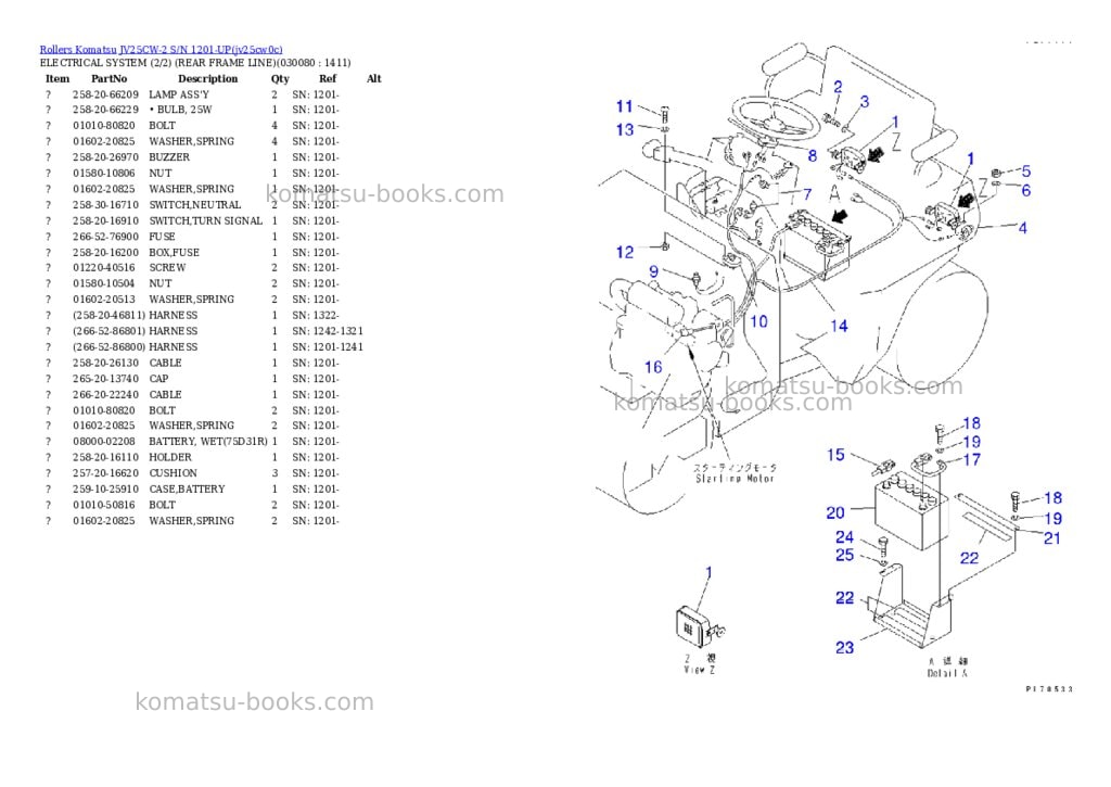 Komatsu JV25CW-2 S/N 1201-UP Parts catalog cover Page 7 Komatsu JV25CW-2 S/N 1201-UP Parts catalog cover Page 7