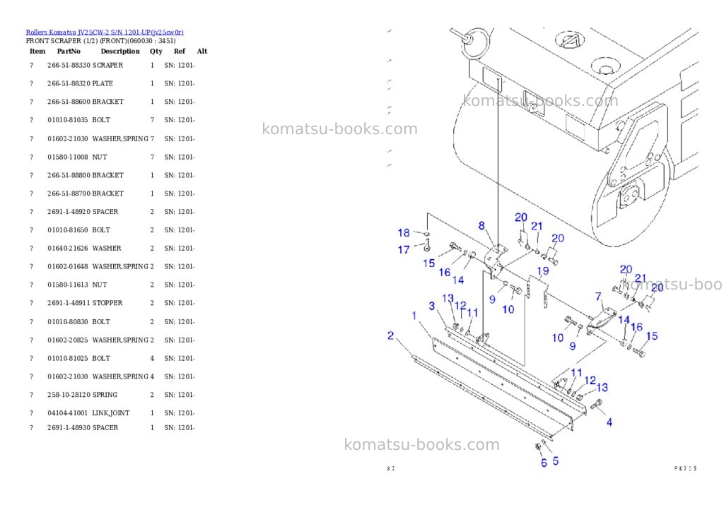 Komatsu jv25cw-2 s/n 1201-up Parts catalog cover Page 10 Komatsu jv25cw-2 s/n 1201-up Parts catalog cover Page 10