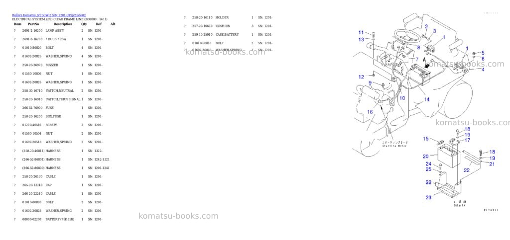 Komatsu jv25cw-2 s/n 1201-up Parts catalog cover Page 7 Komatsu jv25cw-2 s/n 1201-up Parts catalog cover Page 7