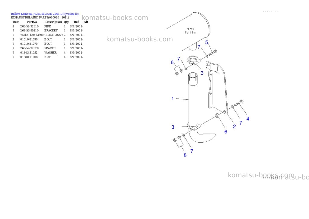 Komatsu JV25CW-3 S/N 2001-UP Parts catalog cover Komatsu JV25CW-3 S/N 2001-UP Parts catalog cover