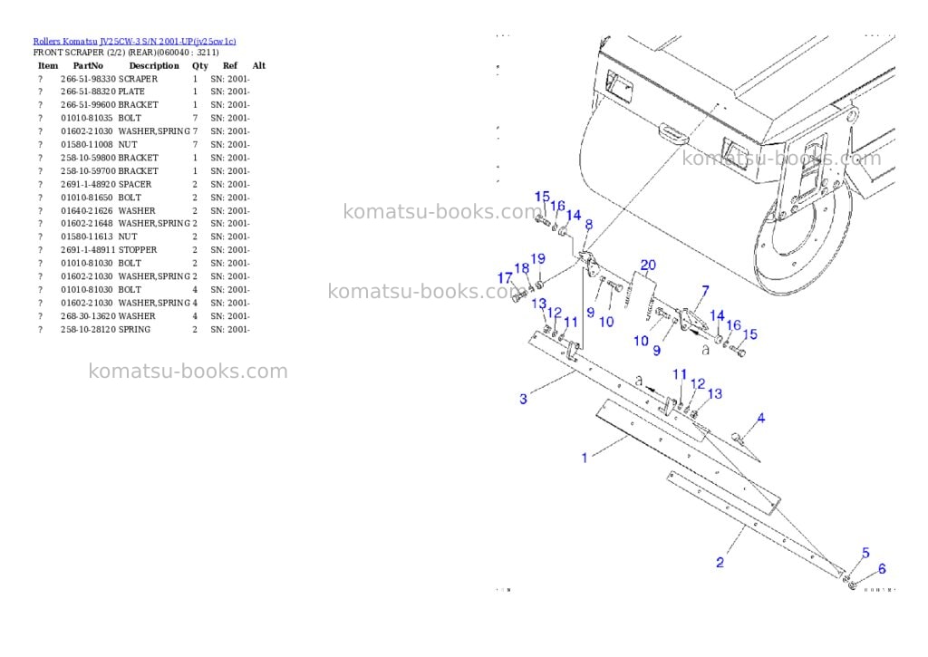 Komatsu JV25CW-3 S/N 2001-UP Parts catalog cover Page 10 Komatsu JV25CW-3 S/N 2001-UP Parts catalog cover Page 10