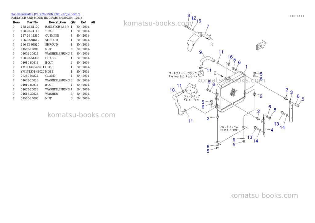 Komatsu JV25CW-3 S/N 2001-UP Parts catalog cover Page 2 Komatsu JV25CW-3 S/N 2001-UP Parts catalog cover Page 2