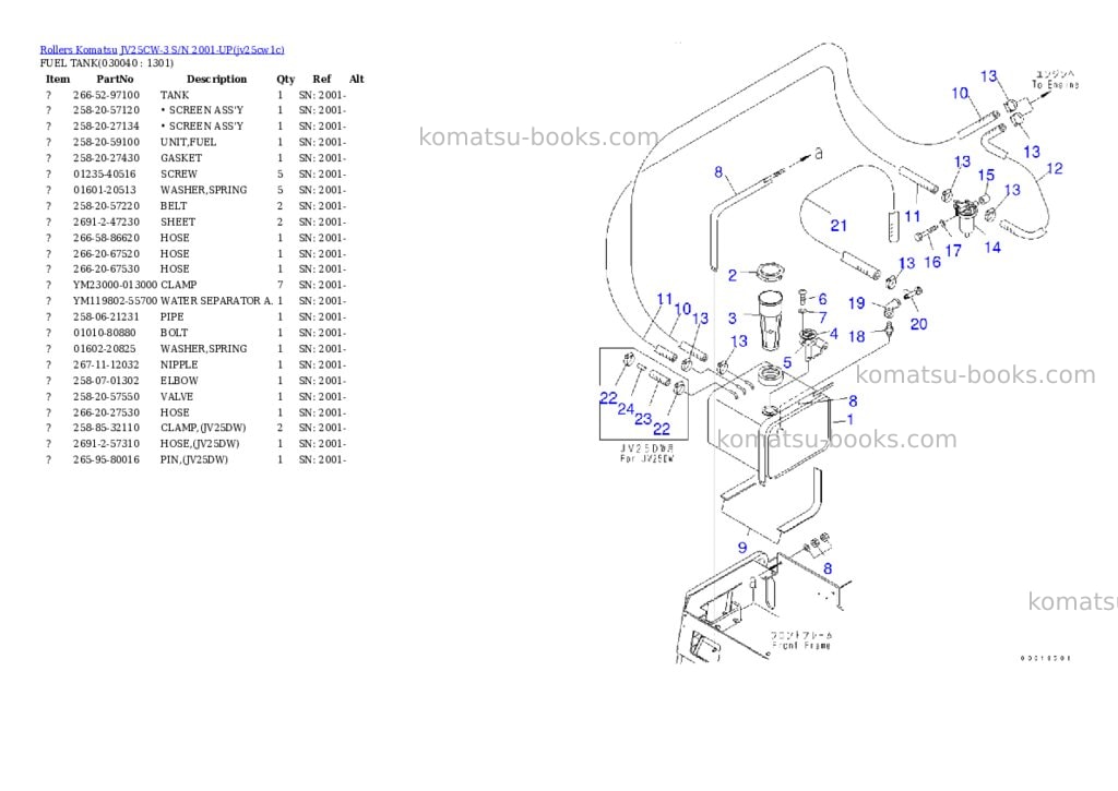 Komatsu JV25CW-3 S/N 2001-UP Parts catalog cover Page 3 Komatsu JV25CW-3 S/N 2001-UP Parts catalog cover Page 3