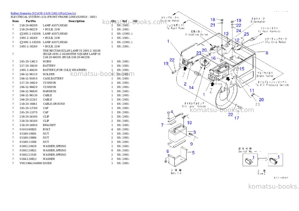 Komatsu JV25CW-3 S/N 2001-UP Parts catalog cover Page 4 Komatsu JV25CW-3 S/N 2001-UP Parts catalog cover Page 4