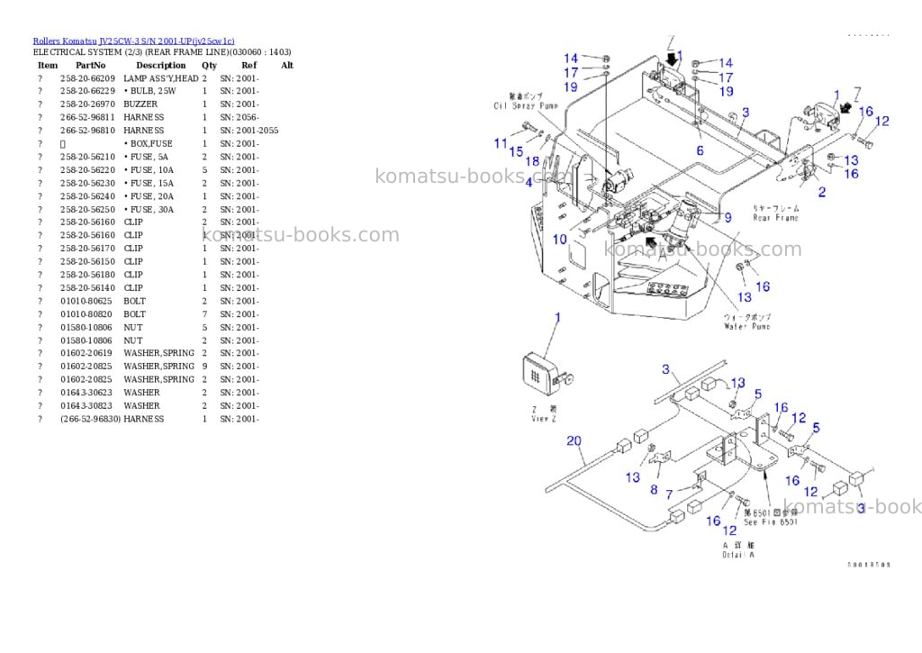 Komatsu JV25CW-3 S/N 2001-UP Parts catalog cover Page 5 Komatsu JV25CW-3 S/N 2001-UP Parts catalog cover Page 5