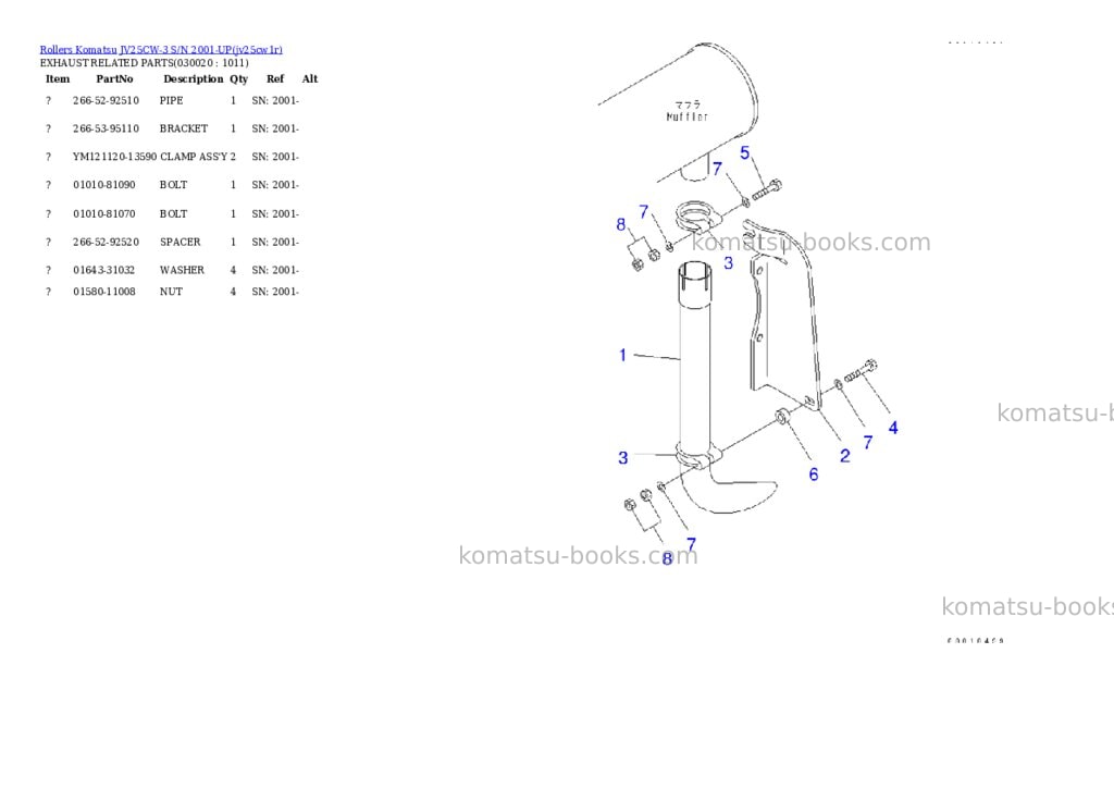 Komatsu jv25cw-3 s/n 2001-up Parts catalog cover Komatsu jv25cw-3 s/n 2001-up Parts catalog cover