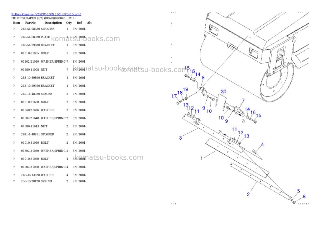 Komatsu jv25cw-3 s/n 2001-up Parts catalog cover Page 10 Komatsu jv25cw-3 s/n 2001-up Parts catalog cover Page 10