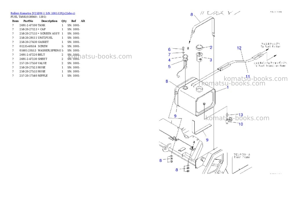 Komatsu JV25DW-1 S/N 1001-UP Parts catalog cover Page 3 Komatsu JV25DW-1 S/N 1001-UP Parts catalog cover Page 3