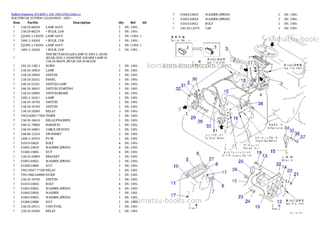 Komatsu JV25DW-1 S/N 1001-UP Parts catalog cover Page 4 Komatsu JV25DW-1 S/N 1001-UP Parts catalog cover Page 4