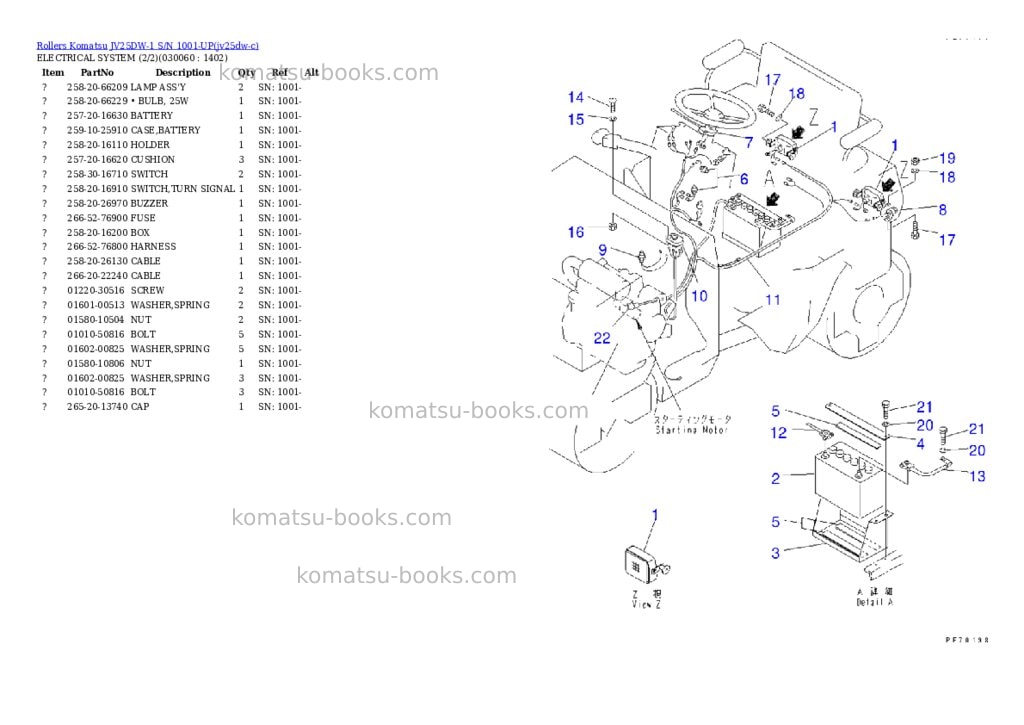 Komatsu JV25DW-1 S/N 1001-UP Parts catalog cover Page 5 Komatsu JV25DW-1 S/N 1001-UP Parts catalog cover Page 5