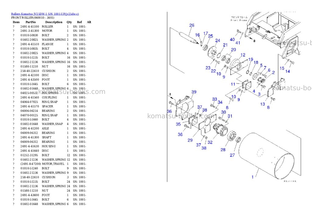 Komatsu JV25DW-1 S/N 1001-UP Parts catalog cover Page 6 Komatsu JV25DW-1 S/N 1001-UP Parts catalog cover Page 6