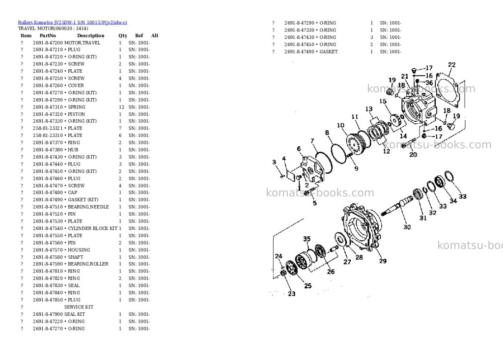 Komatsu JV25DW-1 S/N 1001-UP Parts catalog cover Page 8 Komatsu JV25DW-1 S/N 1001-UP Parts catalog cover Page 8