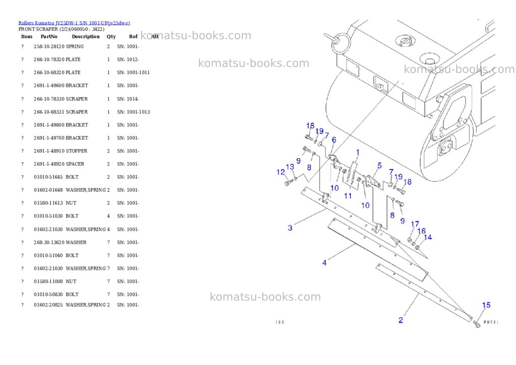 Komatsu JV25DW-1 S/N 1001-UP Parts catalog cover Page 10