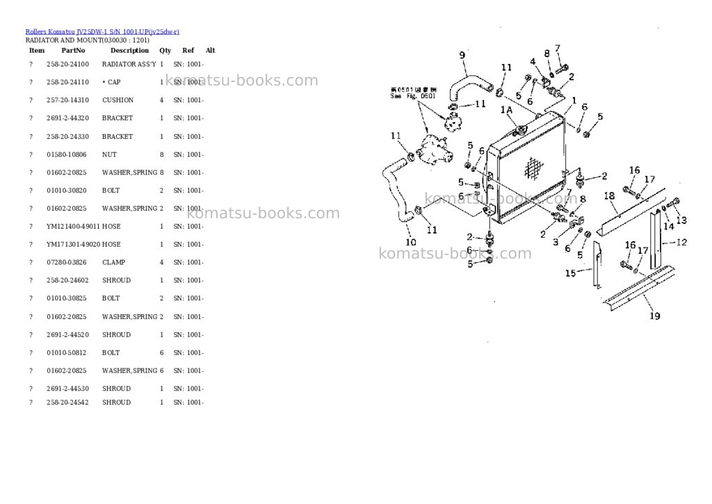 Komatsu JV25DW-1 S/N 1001-UP Parts catalog cover Page 2