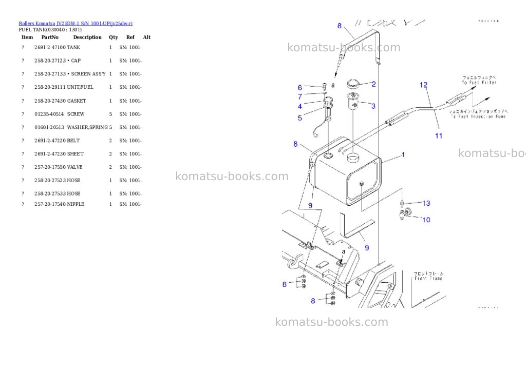 Komatsu JV25DW-1 S/N 1001-UP Parts catalog cover Page 3