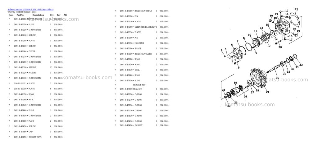 Komatsu JV25DW-1 S/N 1001-UP Parts catalog cover Page 8