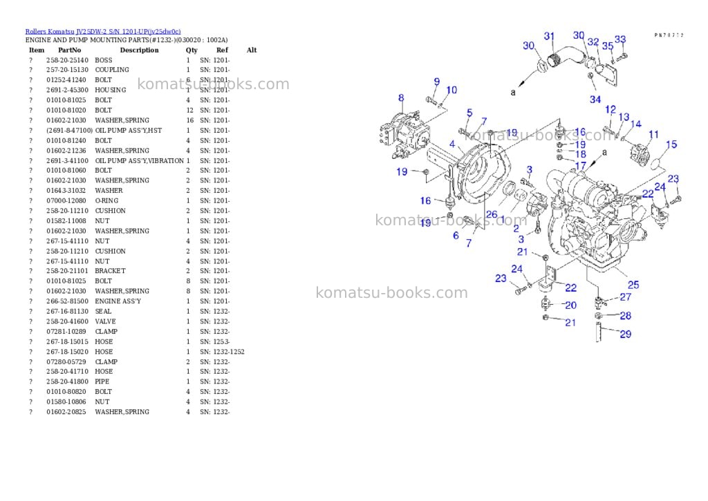 Komatsu jv25dw-2 s/n 1201-up Parts catalog cover Komatsu jv25dw-2 s/n 1201-up Parts catalog cover