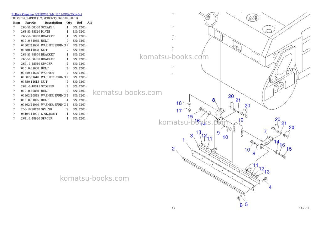 Komatsu jv25dw-2 s/n 1201-up Parts catalog cover Page 10 Komatsu jv25dw-2 s/n 1201-up Parts catalog cover Page 10